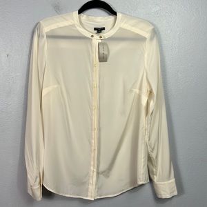 🤍Ann Taylor Silk Button Front Semi Sheer Blouse🤍